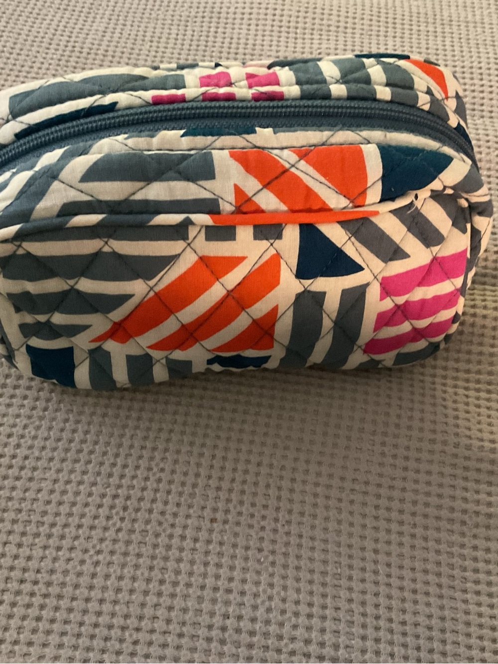 Quilted Sailboat Print Cosmetic Pouch -Multi Color